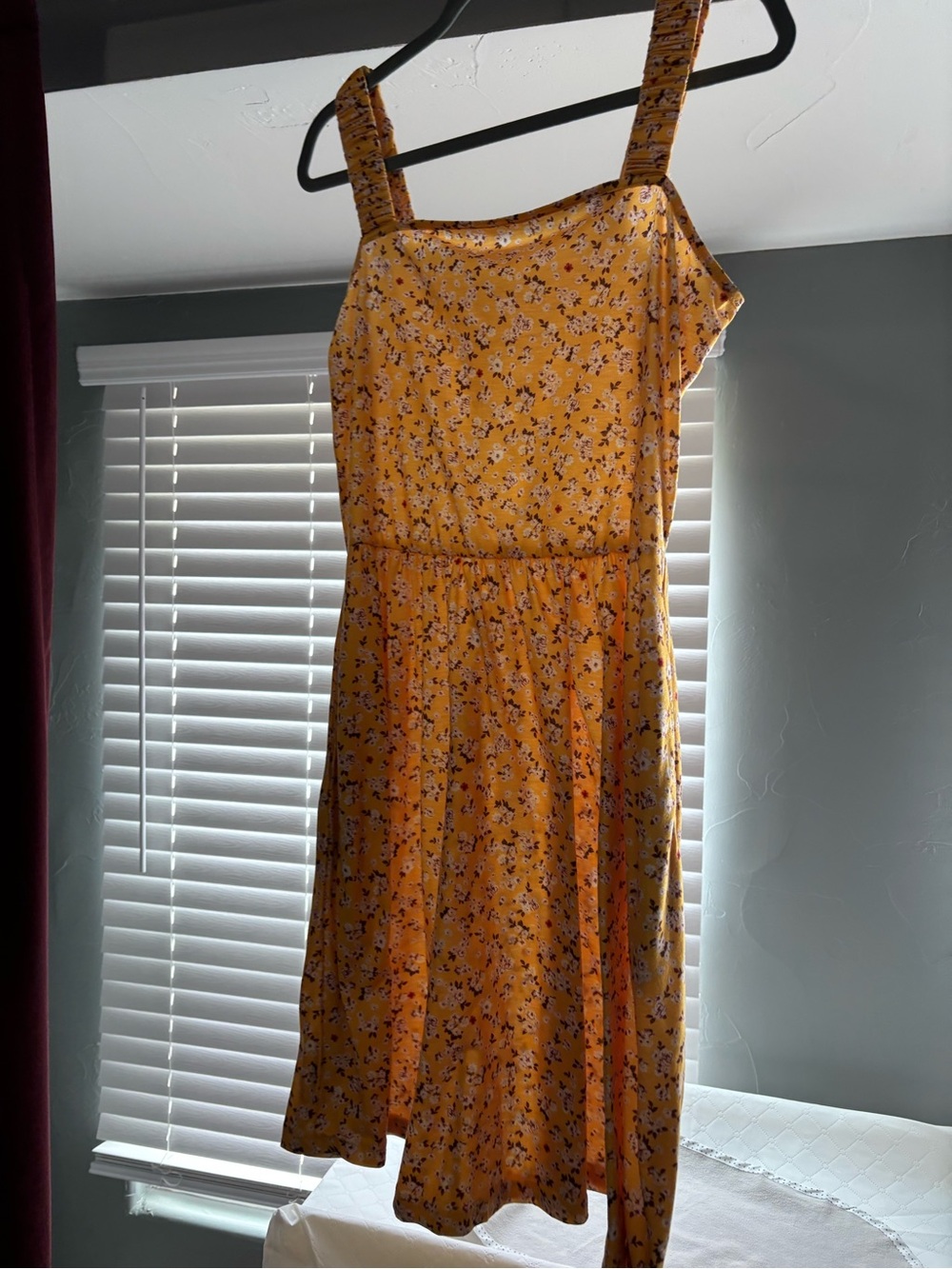 Yellow Floral Sundress with Square Neck